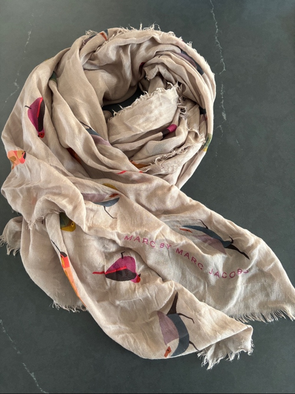 Marc by Marc Jacobs Scarf with Multicolor Bird Motif